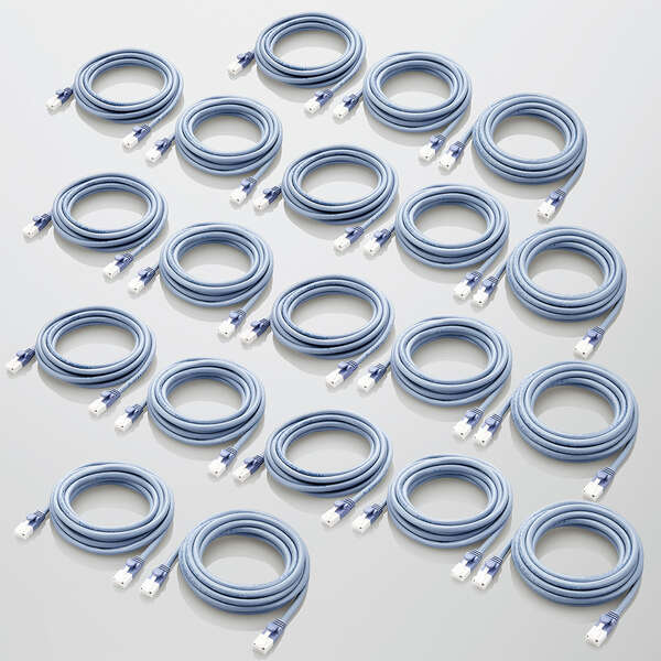 LANケーブル/CAT6準拠/EU RoHS指令準拠/爪折れ防止/簡易パッケージ仕様/3m/ブルー/20個セット