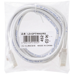 RoHS指令準拠LANケーブル/CAT6/爪折れ防止/2m/ホワイト/簡易パッケージ仕様