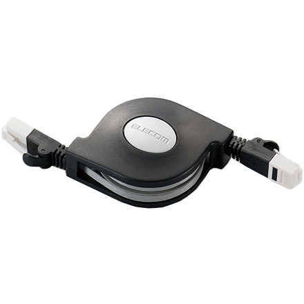 ツメ折れ防止巻取りLANケーブル(Cat6)/2.5m/ブラック