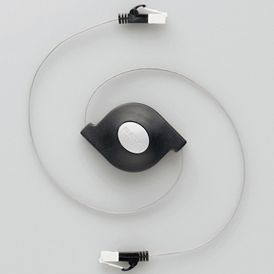 ツメ折れ防止巻取りLANケーブル(Cat6)/2.5m/ブラック