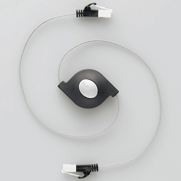 ツメ折れ防止巻取りLANケーブル(Cat6)/1.5m/ブラック