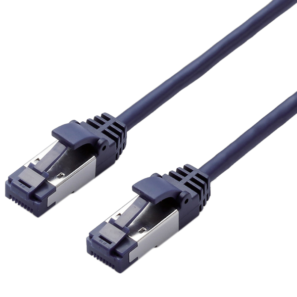 LANケーブル/CAT8準拠/爪折れ防止/スリム/10m/ブルーメタリック