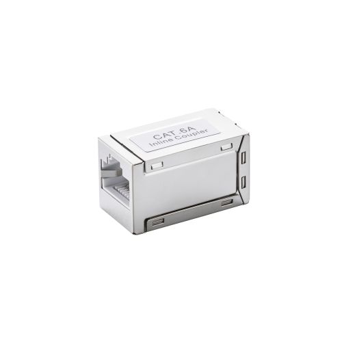 RJ45中継コネクタ/Cat6A対応/STP/シルバー