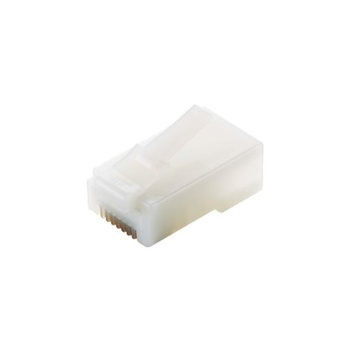 RJ45中継コネクタ/Cat5e対応/単線・ヨリ線両対応/ツメ折れ防止/10個入/ハーフクリア