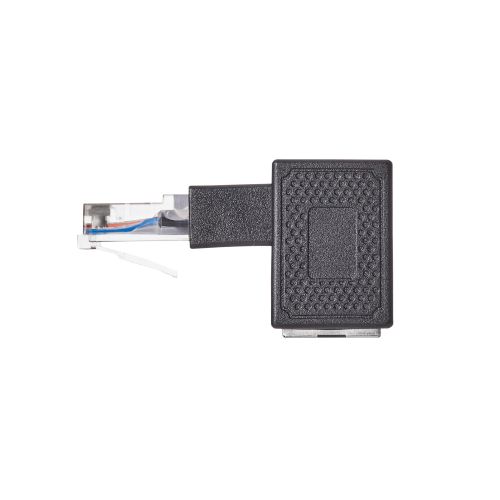 RJ45中継コネクタ/Cat5e対応/L字/上向き/UTP/ブラック