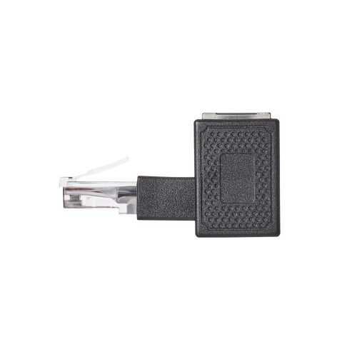 RJ45中継コネクタ/Cat5e対応/L字/上向き/UTP/ブラック