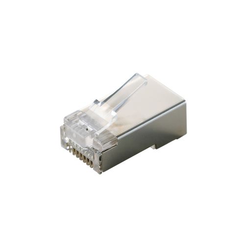RJ45中継コネクタ/Cat5e対応/単線・ヨリ線両対応/STP/10個入/ハーフクリア