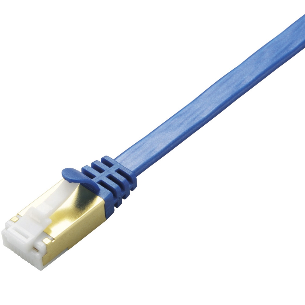 ツメ折れ防止フラットLANケーブル(Cat7準拠)/10m/ブルーメタリック