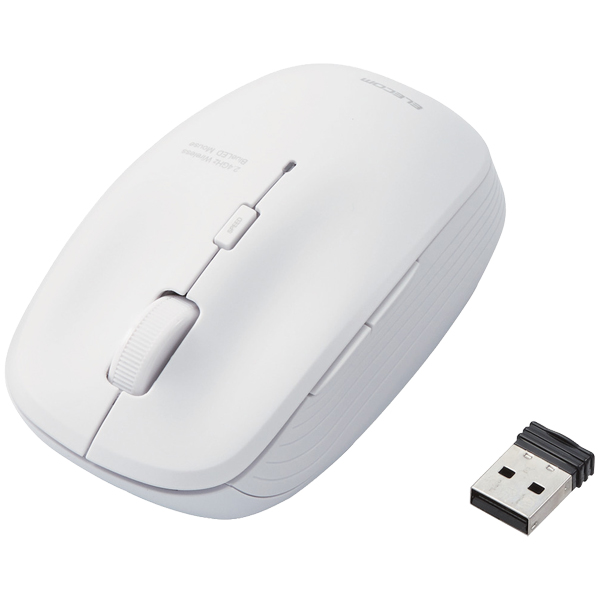 BlueLEDマウス/無線/5ボタン/静音/抗菌/ホワイト