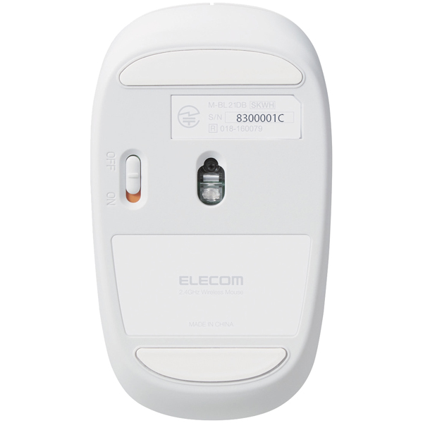 BlueLEDマウス/無線/5ボタン/静音/抗菌/ホワイト