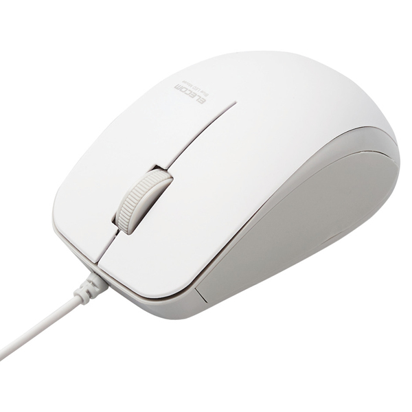 BlueLEDマウス/有線/3ボタン/サイドラバー/抗菌/ホワイト