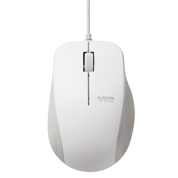 BlueLEDマウス/有線/3ボタン/サイドラバー/抗菌/ホワイト