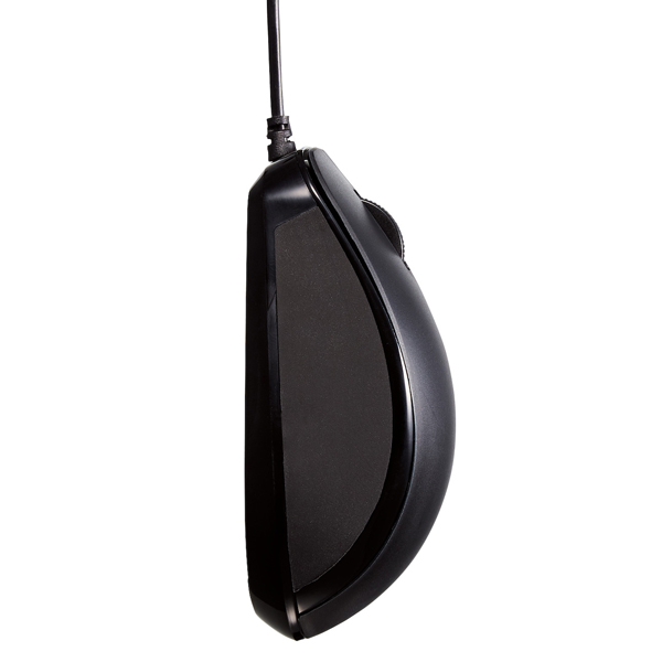 BlueLEDマウス/有線/3ボタン/サイドラバー/静音/抗菌/ブラック