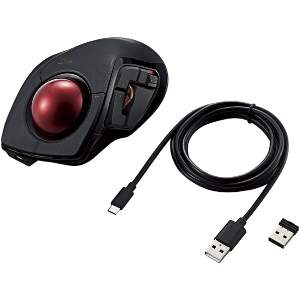 トラックボールマウス/人差指/8ボタン/チルト機能/有線/無線/Bluetooth/1000万回耐久/ブラック
