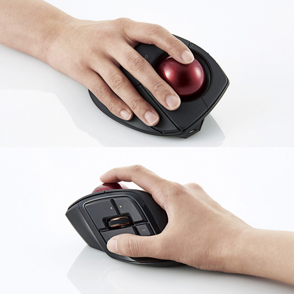 トラックボールマウス/人差指/8ボタン/チルト機能/有線/無線/Bluetooth/1000万回耐久/ブラック