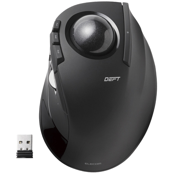 ワイヤレストラックボールマウス/人差し指操作/8ボタン/チルト機能/ブラック