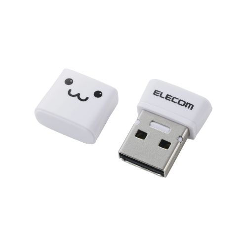 USBメモリ/USB2.0/小型/キャップ付/16GB/ホワイトフェイス