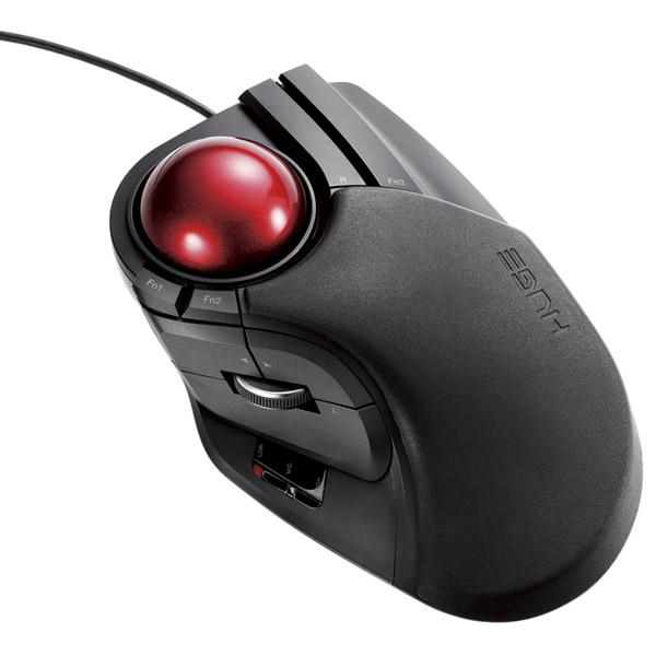 トラックボールマウス/大玉/8ボタン/チルト機能/有線/ブラック