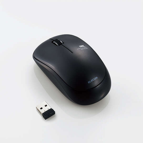 IRマウス/ENELOシリーズ/無線/3ボタン/省電力/静音ボタン/抗菌/ブラック