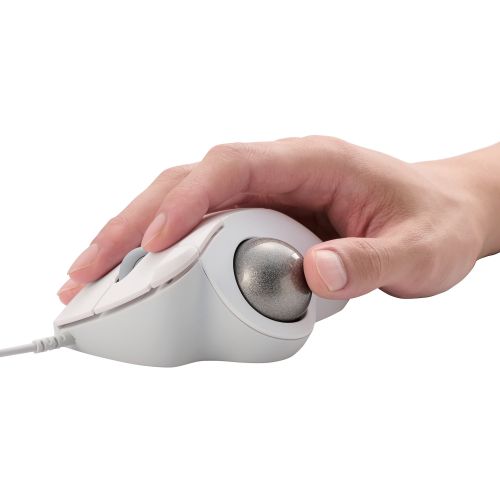 トラックボールマウス/IST/36mmボール/親指/人工ルビー支持/有線/5ボタン/ホワイト