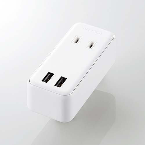 モバイルUSBタップ/USBメス×2/AC×2/直挿し/ケーブル無/2.4A/ホワイト