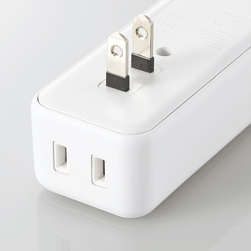 モバイルUSBタップ/USBメス×3/AC×2/直挿し/ケーブル無/2.4A/ホワイト