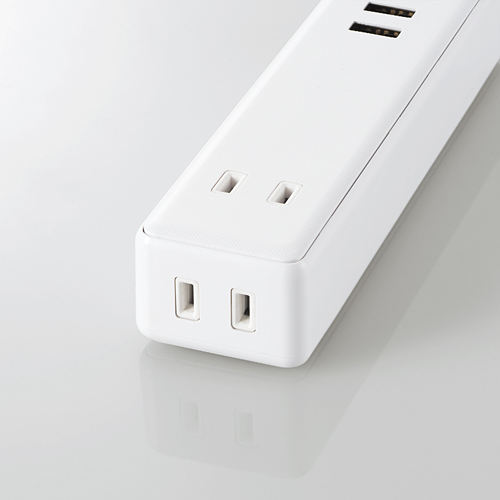 モバイルUSBタップ/USBメス×4/AC×2/ケーブル60cm/3.4A/ホワイト