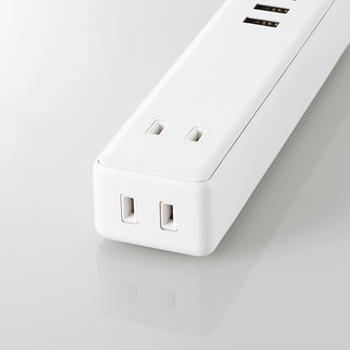 モバイルUSBタップ/USBメス×4/AC×2/ケーブル1.5m/3.4A/ホワイト