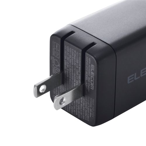 ノートPC用ACアダプター/USB充電器/USB PD/67W/USB-C×2/USB-A×1/スイングプラグ/ブラック