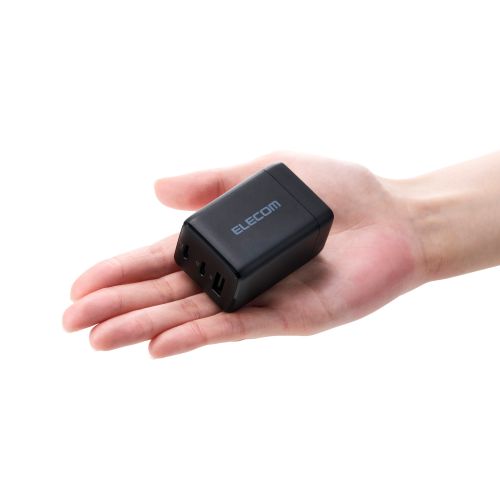 ノートPC用ACアダプター/USB充電器/USB PD/67W/USB-C×2/USB-A×1/スイングプラグ/ブラック