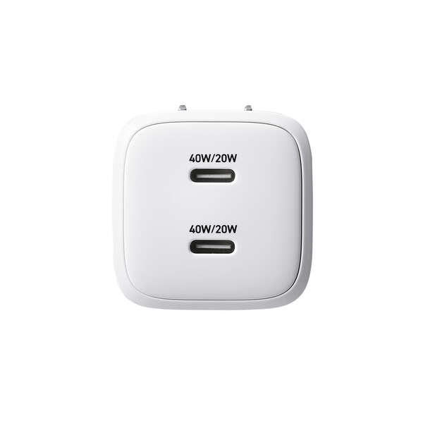 AC充電器/スマホ・タブレット用/USB PD/40W/USB-C×2/スイングプラグ/しろちゃん