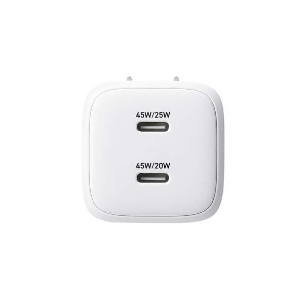 AC充電器/スマホ・タブレット用/USB PD/45W/USB-C×2/スイングプラグ/しろちゃん