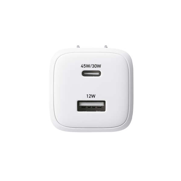 AC充電器/スマホ・タブレット用/USB PD/45W/USB-C×1/USB-A×1/スイングプラグ/しろちゃん