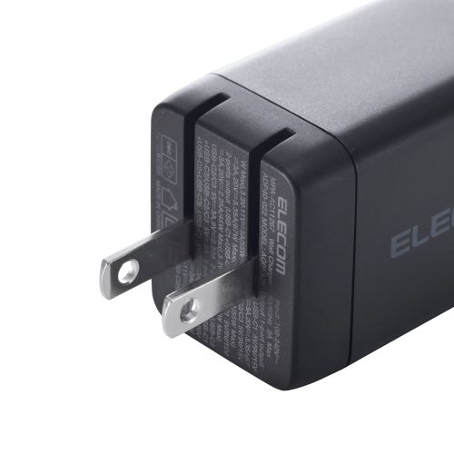 ノートPC用ACアダプター/USB充電器/USB PD/67W/USB-C×3/スイングプラグ/ブラック