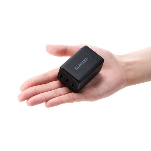 ノートPC用ACアダプター/USB充電器/USB PD/67W/USB-C×3/スイングプラグ/ブラック
