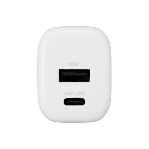 AC充電器/スマホ・タブレット用/USB PD/33W/USB-C/USB-A/スイングプラグ/ホワイト