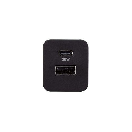 AC充電器/USB充電器/スマホ・タブレット用/USB PD対応/20W/USB-C/USB-A/スイングプラグ/ブラック