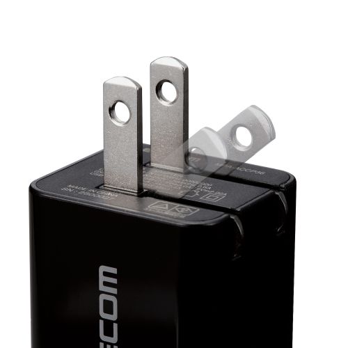 AC充電器/USB充電器/スマホ・タブレット用/USB PD対応/20W/USB-C/USB-A/スイングプラグ/ブラック