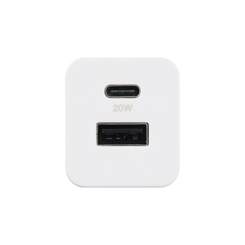 AC充電器/USB充電器/スマホ・タブレット用/USB PD対応/20W/USB-C/USB-A/スイングプラグ/しろちゃん