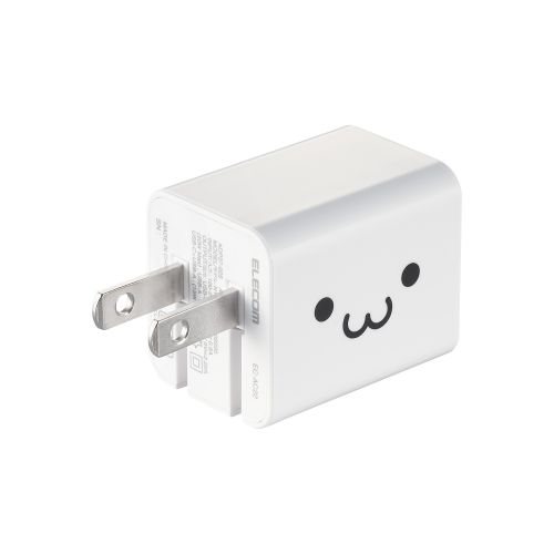 AC充電器/USB充電器/スマホ・タブレット用/USB PD対応/20W/USB-C/USB-A/スイングプラグ/しろちゃん