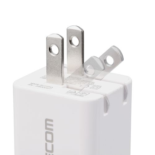AC充電器/USB充電器/スマホ・タブレット用/USB PD対応/20W/USB-C/USB-A/スイングプラグ/ホワイト