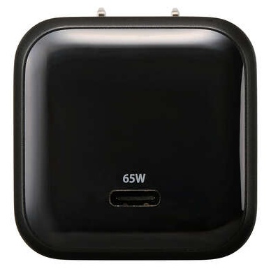 AC充電器/スマホ・タブレット用/USB PD/65W/USB-C/USB-Cケーブル付属/1.5m/スイングプラグ/ブラック
