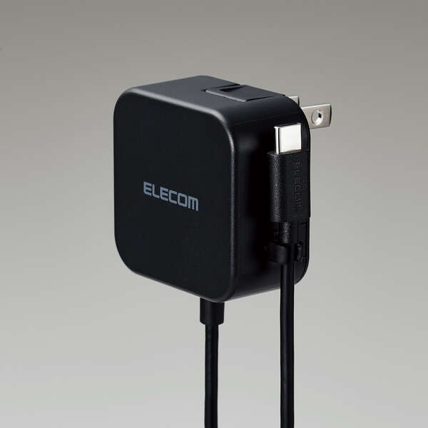 AC充電器/スマホ・タブレット用/2.4A出力/Type-C/USB-C/ケーブル一体型/1.5m/ブラック