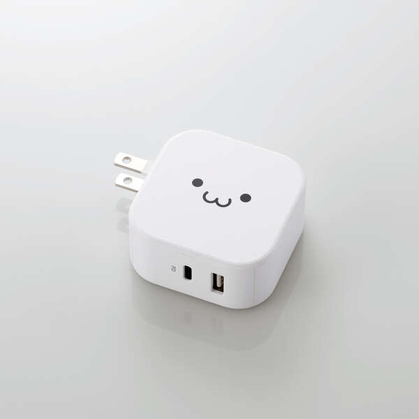 AC充電器/スマホ・タブレット用/USB Power Delivery準拠/20W+12W/USB-C1ポート/USB-A1ポート/ホワイトフェイス
