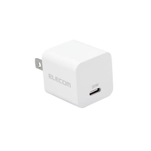 AC充電器/USB充電器/USB Power Delivery準拠/20W/USB-C1ポート/固定プラグ/ホワイト
