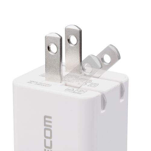 AC充電器/USB充電器/USB Power Delivery準拠/20W/USB-C2ポート/スイングプラグ/ホワイト