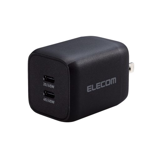 AC充電器/USB充電器/USB Power Delivery対応/PPS対応/Quick Charge 3.0対応/65W/USB-C2ポート/スイングプラグ/ブラック