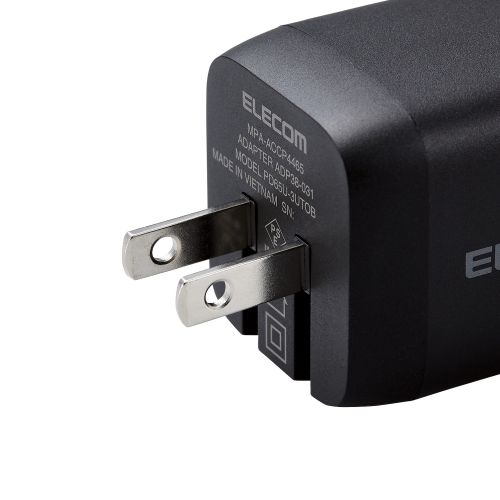 AC充電器/USB充電器/USB Power Delivery対応/PPS対応/65W/USB-C2ポート/USB-A1ポート/スイングプラグ/ブラック