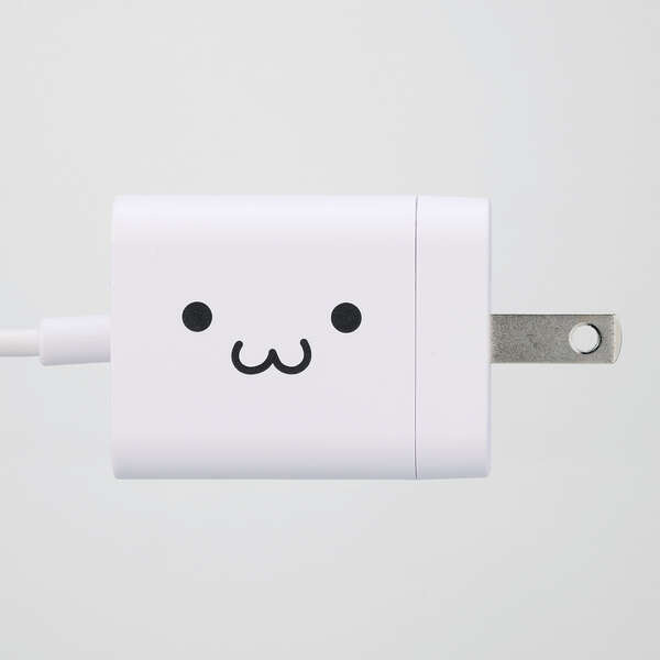 AC充電器/スマホ・タブレット用/USB Power Delivery/20W/USB-Cケーブル一体/1.5m/しろちゃん