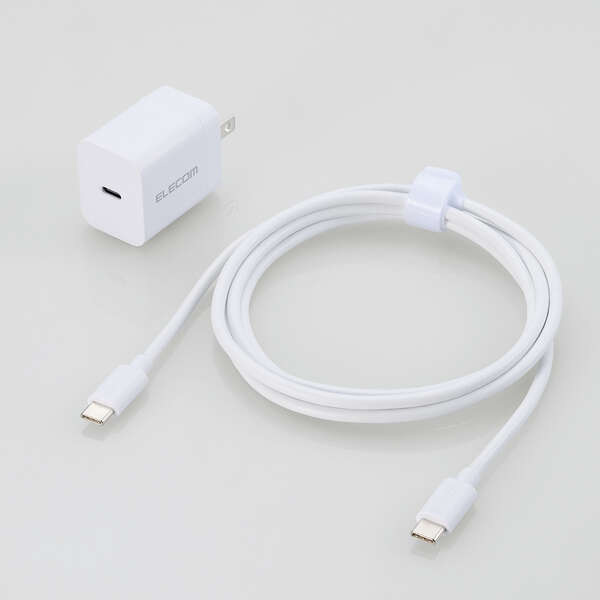 AC充電器/スマホ・タブレット用/USB Power Delivery/20W/USB-C1ポート/C-Cケーブル付属/1.5m/ホワイト